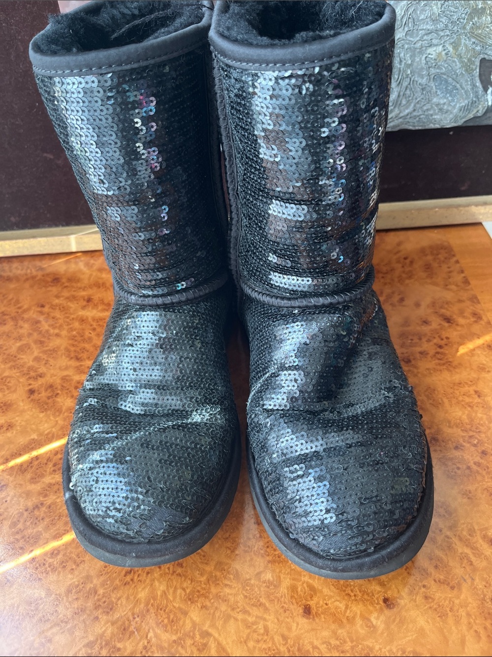 UGG Black Sequin Classic Short Boots